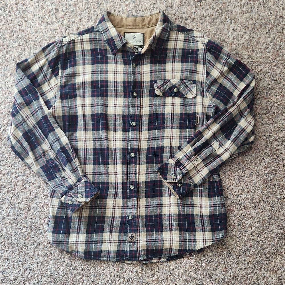 Legendary Whitetails Tan and Blue Plaid Shirt
